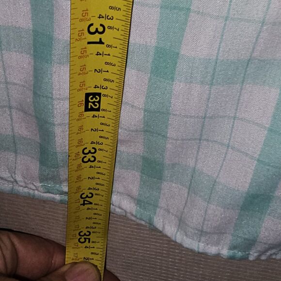 Saddlebred Big Tall Shirt Men 2X Button White Green Plaid Short Sleeve Fresh - Picture 4 of 7